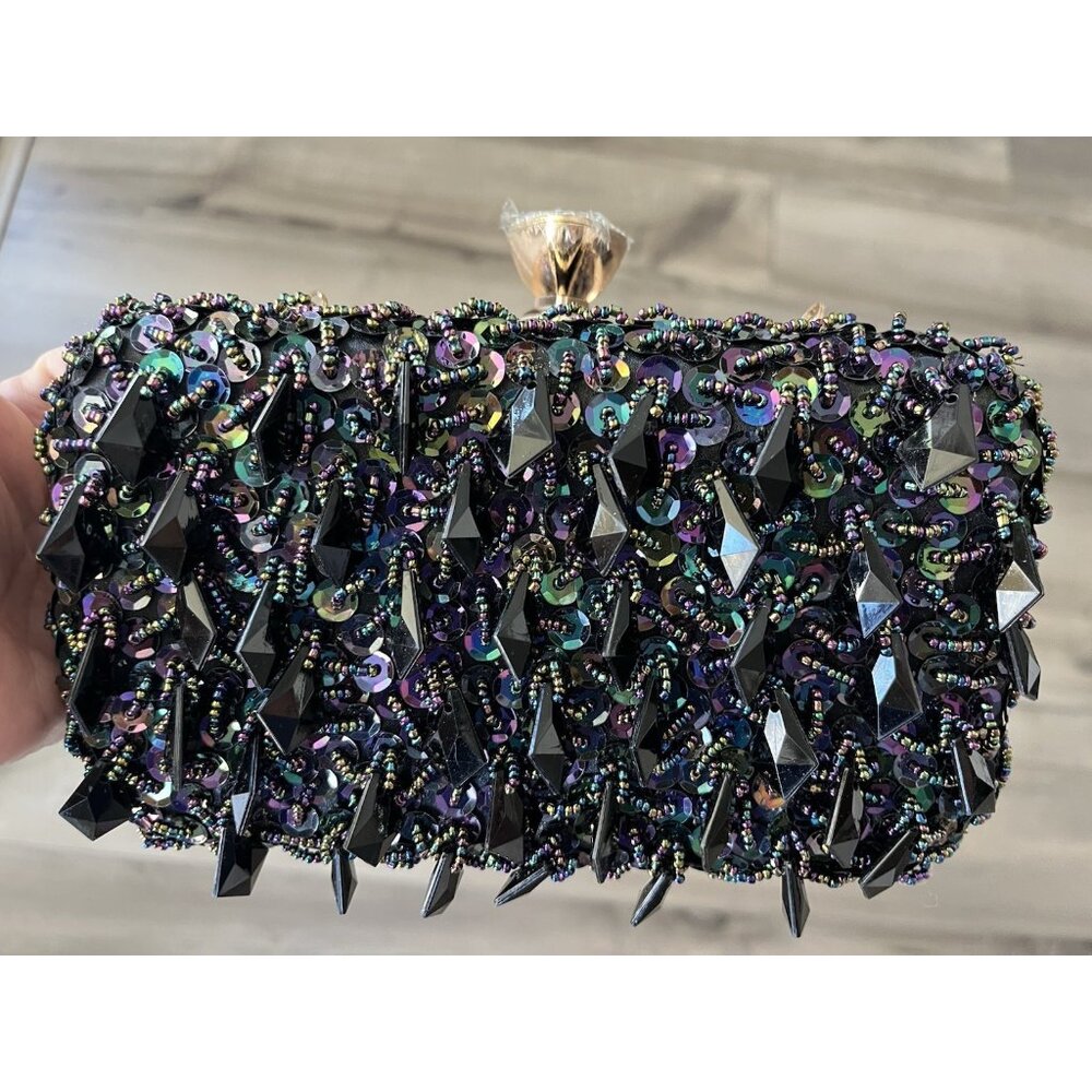 UBORSE Evening Clutch Shoulder Handbag NEW in Box Crystals Beads Sequin Formal - Picture 12 of 15